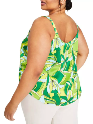 Bar III Plus Size Scoop-Neck Camisole Green Chili 3X