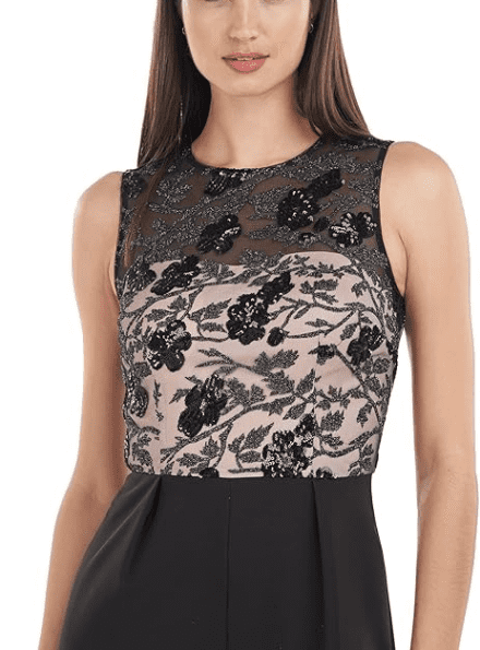 JS Collections Womens Sequined Palazzo Jumps Black Blush 16