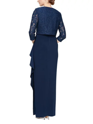 Alex Evenings Embellished Gown and Jacket Navy 18