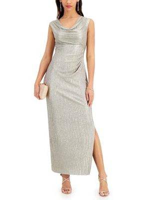 Connected Textured Metallic Gown Stone Gray 4