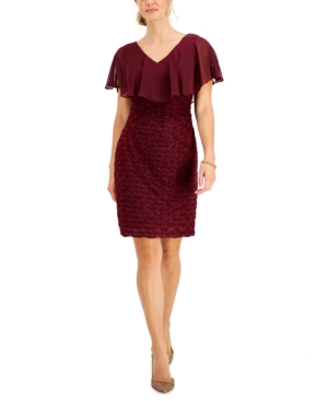 Connected Chiffon-Overlay Eyelash Sheath Bordeaux 6