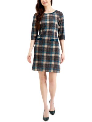 Connected Plaid Sheath Dress Dark Mallard 6