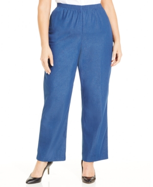 Alfred Dunner Plus Size Denim Pull-On Straig Denim 22W