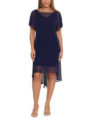 Betsy Adam Womens Bead-Trimmed Chiffon D NavyGunmetal 12