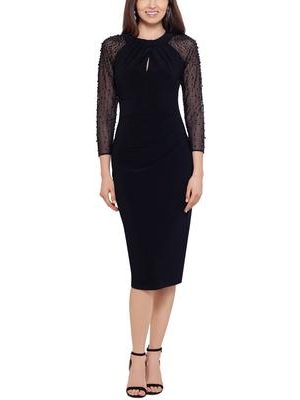 Betsy Adam Petite Embellished Mesh-Trim S Black 8P