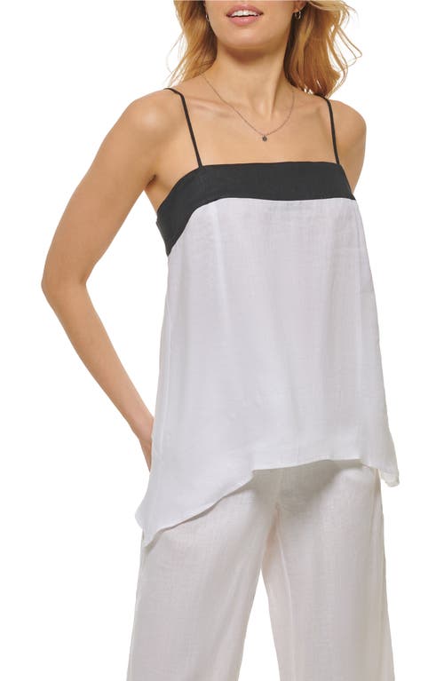 DKNY Womens Linen Asymmetrical Cam White Black Combo L