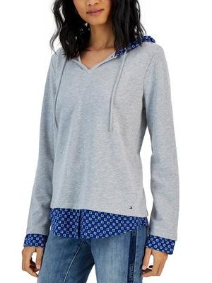 Tommy Hilfiger Womens Layered-Look French Te Gry Htr S