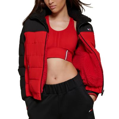 Tommy Hilfiger Womens Reversible Sherpa Jack RedBlack XS