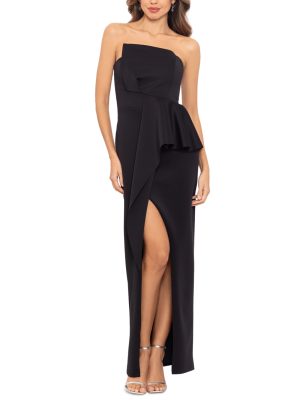 Betsy Adam Womens Asymmetric Strapless G Black 8