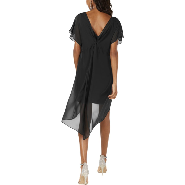 Adrianna Papell Chiffon-Overlay A-line Dress Black L