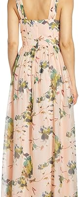 Adrianna Papell Floral-Print Twist Halter Gown Champagne 16