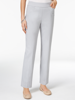 Alfred Dunner Petite Pull-On Straight-Leg Pa Grey 14P