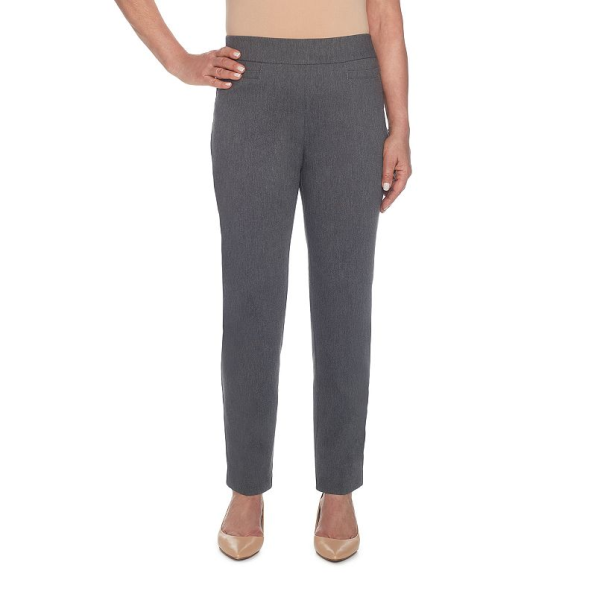 Alfred Dunner Petite Pull-On Straight-Leg Pa Grey 6P