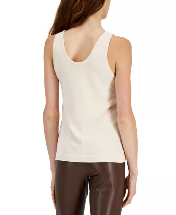 Anne Klein Womens Double Scoop Neck Tank Bisqueware XL