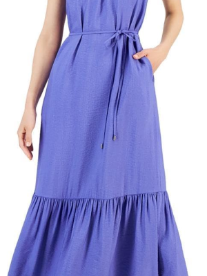 Anne Klein Womens Halter-Neck Tiered Max Blue Iris 2