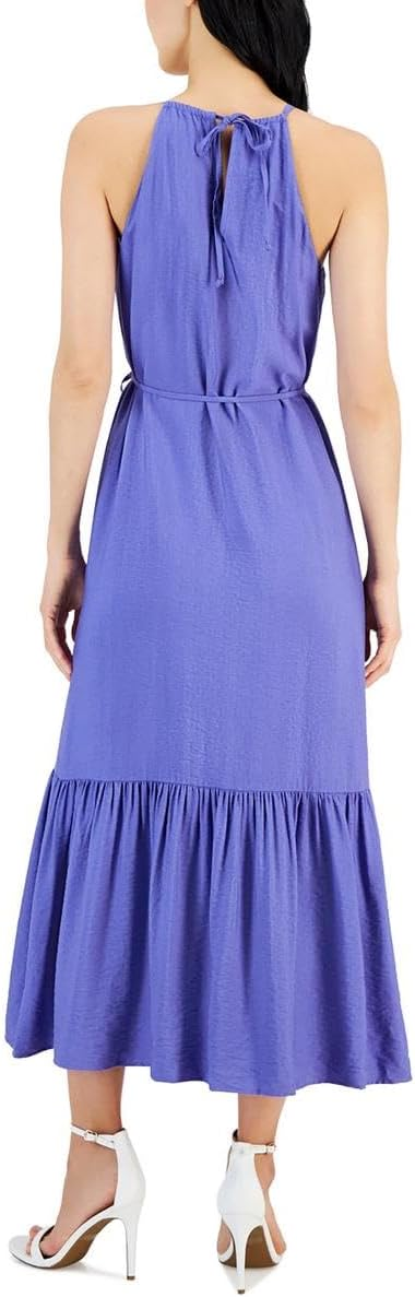 Anne Klein Womens Halter-Neck Tiered Max Blue Iris 2