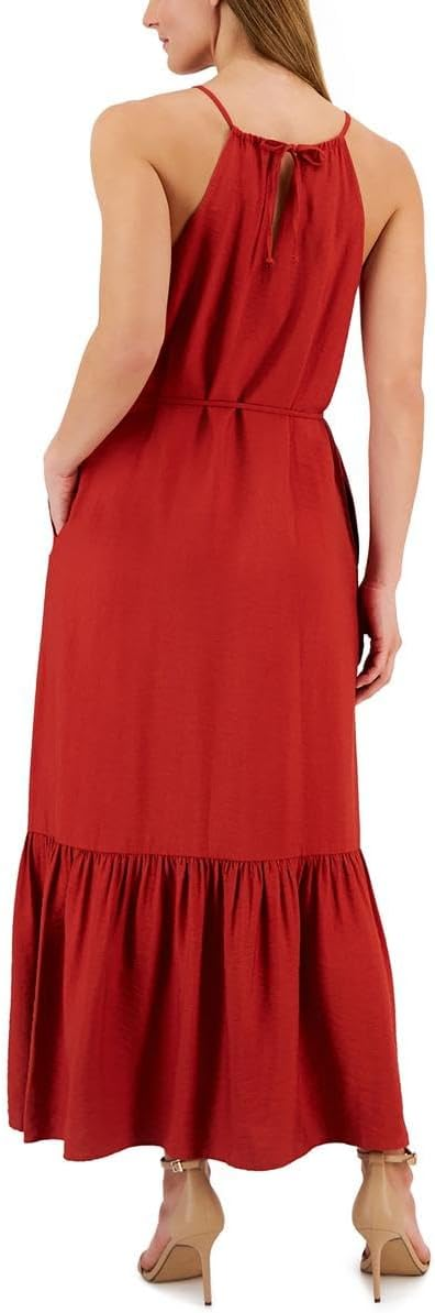 Anne Klein Womens Halter-Neck Tiered Max Tandori Red 4