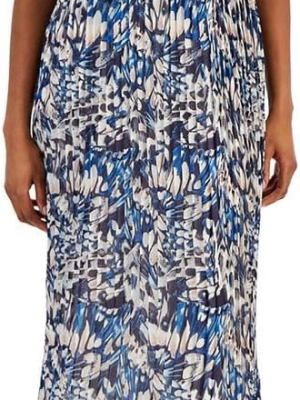 Anne Klein Womens Printed High-Neck Plea Tropical Blue 8