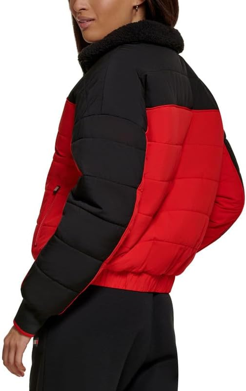 Tommy Hilfiger Womens Reversible Sherpa Jack RedBlack XS