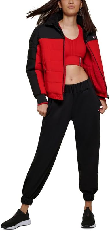 Tommy Hilfiger Womens Reversible Sherpa Jack RedBlack XS