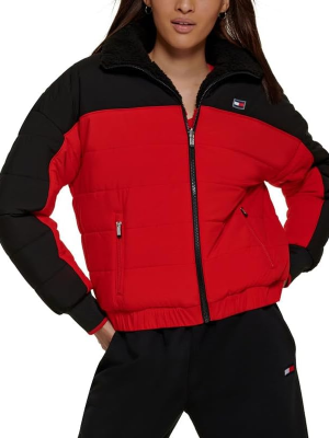 Tommy Hilfiger Womens Reversible Sherpa Jack RedBlack XS