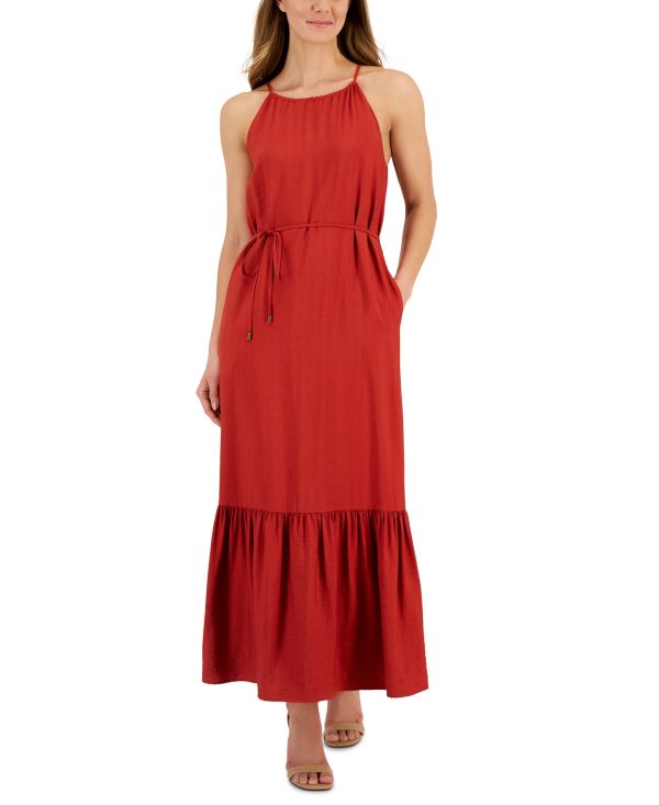 Anne Klein Womens Halter-Neck Tiered Max Tandori Red 4