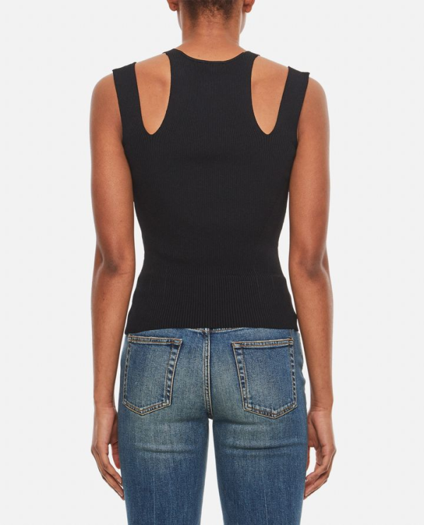 Calvin Klein Womens Cut-Out-Shoulder Ribbe Black XL