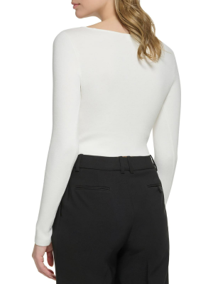 Calvin Klein Womens X-Fit Long Sleeve Faux Cream S