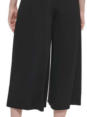 Calvin Klein Womens Belted Wide-Leg Croppe Black M