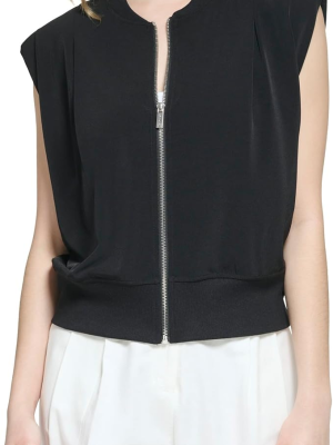 Calvin Klein Ribbed Sleeveless Zip-Up Jacke Black M