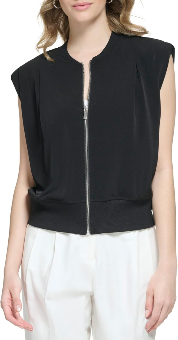 Calvin Klein Ribbed Sleeveless Zip-Up Jacke Black M