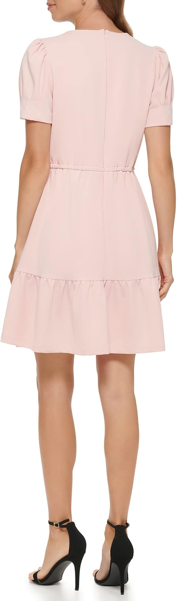 DKNY Womens Puff-Sleeve Pleat-Neck Powder 8