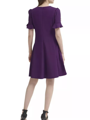 DKNY Flounce Fit Flare Dress Wine 8