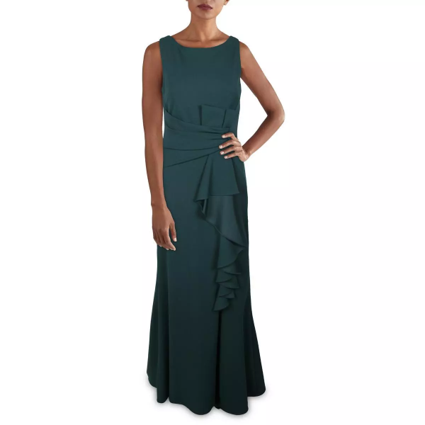 Betsy Adam Womens Sleeveless Ruffle-Deta Pine Green 8