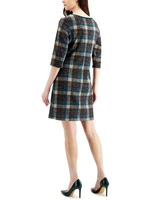 Connected Plaid Sheath Dress Dark Mallard 6