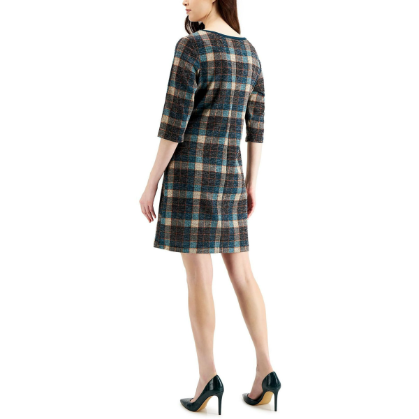 Connected Plaid Sheath Dress Dark Mallard 6